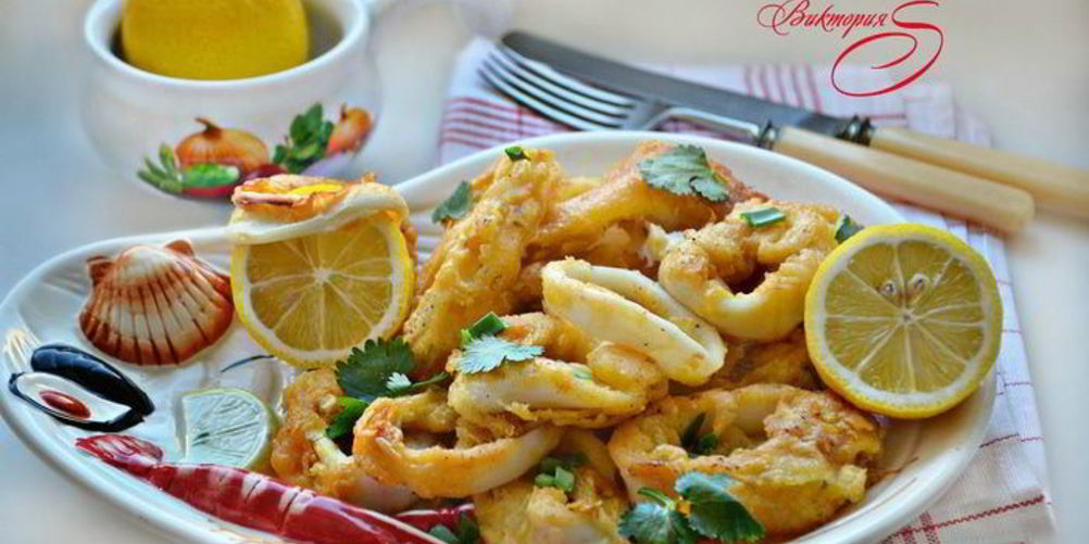 Рецепт жареных колец кальмаров в нутовом кляре