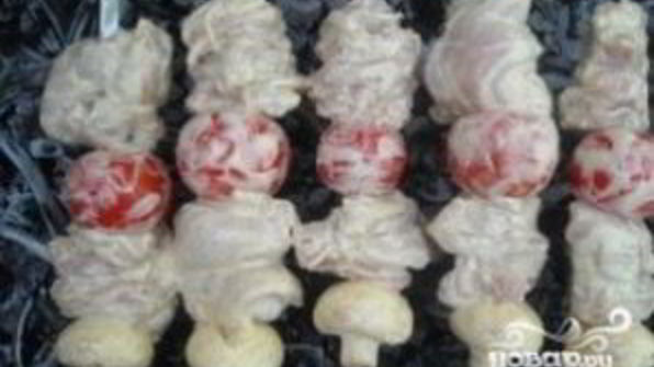 шашлык из курицы в майонезе