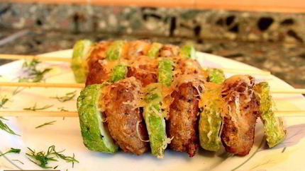 Шашлыки из кабачков с фаршем в духовке