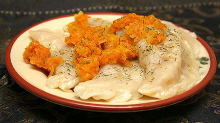 Постные вареники с капустой