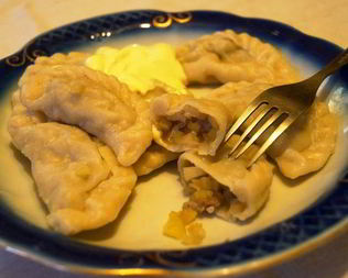 Вареники с рубленой картошкой и прослойкой