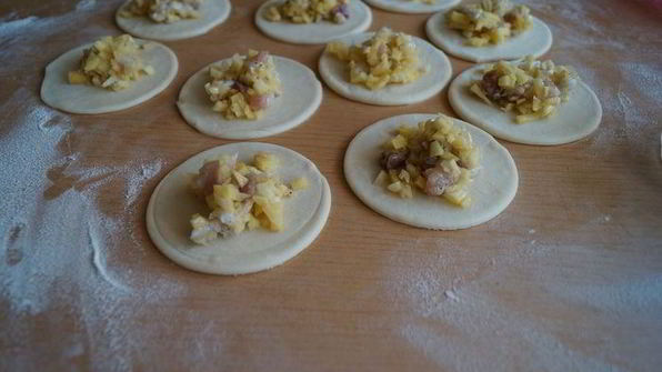 вареники с рубленой картошкой и прослойкой