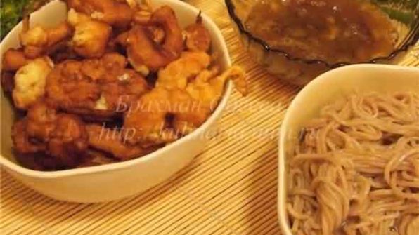 зару соба гречневая лапша, овощи темпура и креветки