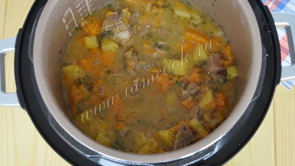 домашнее жаркое на пиве с тыквой в мультиварке