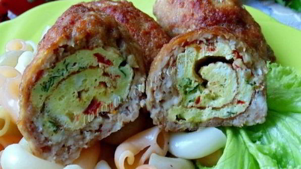 мясные зразы с омлетом