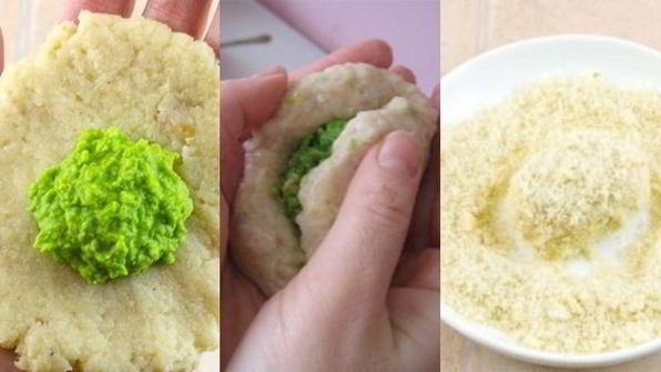 рыбные зразы с зеленым горошком