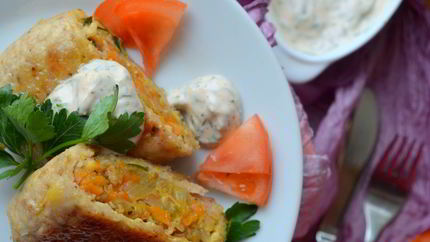 Зразы с пшеничной кашей и овощами