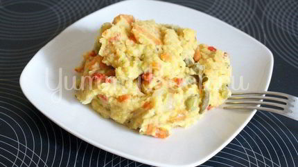 Чечевичная каша с мясом и овощами в мультиварке