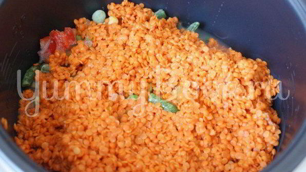 чечевичная каша с мясом и овощами в мультиварке