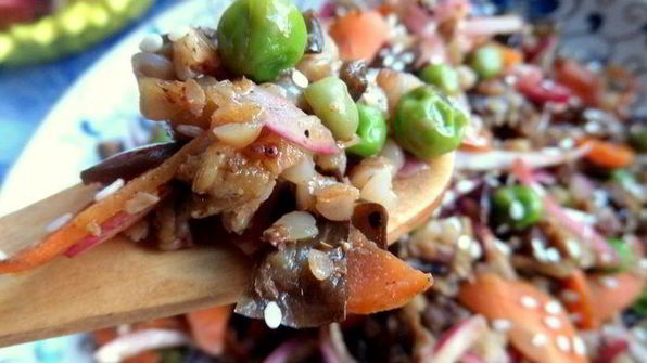 гречка с баклажаном и морковкой