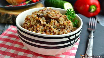 Гречка с шампиньонами в микроволновке