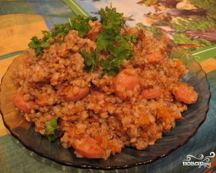 Гречка с сосисками