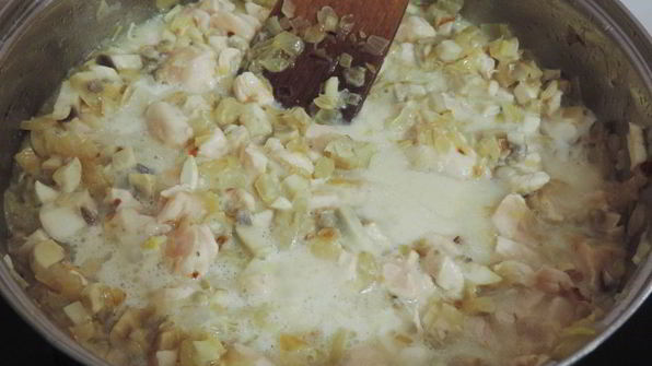 сливочная гречка с грибами и курицей