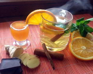 Чай с имбирем, апельсином, мятой, медом и корицей