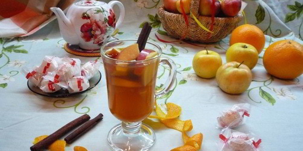 Рецепт яблочного чая с апельсином и корицей