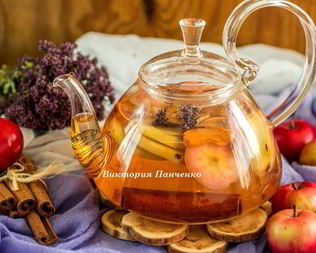 Яблочный чай с душицей и корицей