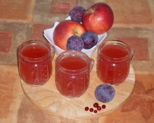 Кисель с яблоками, сливами и брусникой