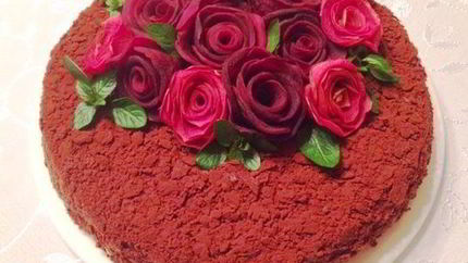 Наполеон с горьким шоколадом, кофе и миндальной пастой