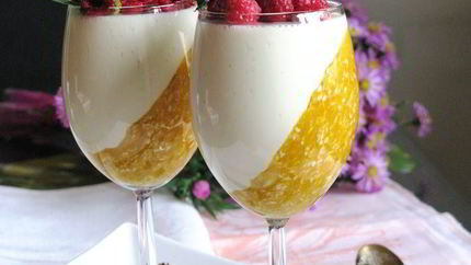 Панна котта с тыквенно-злаковым коктейлем