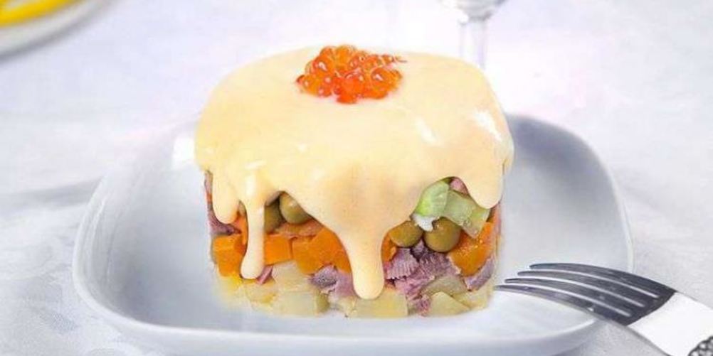 Рецепт оливье с языком