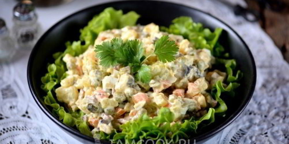 Рецепт салата оливье без мяса и колбасы