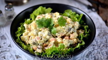 Салат Оливье без мяса и колбасы