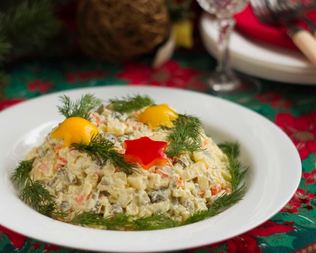 Вегетарианский салат оливье