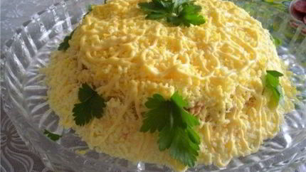 Салат Мимоза с рисом