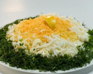 Салат мимоза в новом стиле