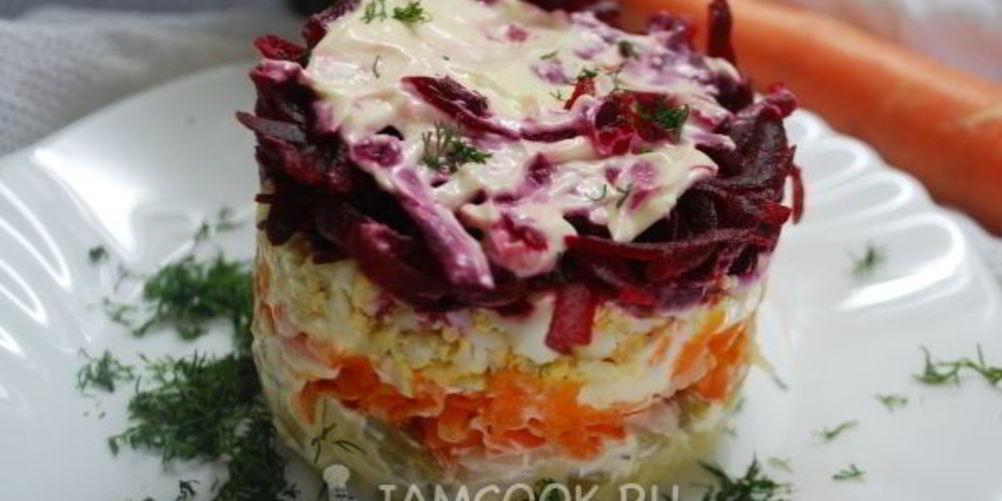 Рецепт салата под шубой с солеными огурцами