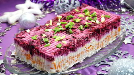 Салат Заливная селедка под шубой