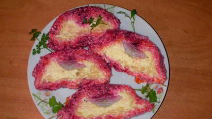 Сельдь под шубой рулетом