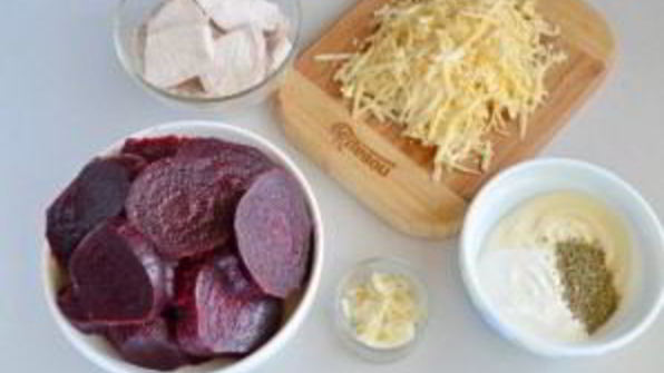 свекла под сырной корочкой с майонезом