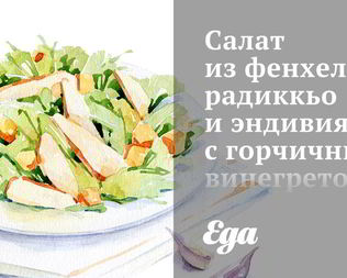 Салат из фенхеля, радиккьо и эндивия с горчичным винегретом