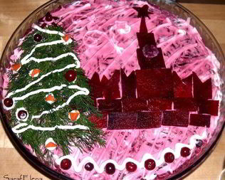 Винегрет с телятиной и селедкой