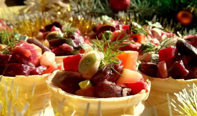 Винегрет в тарталетках