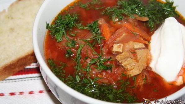 борщ на индюшином бедрышке