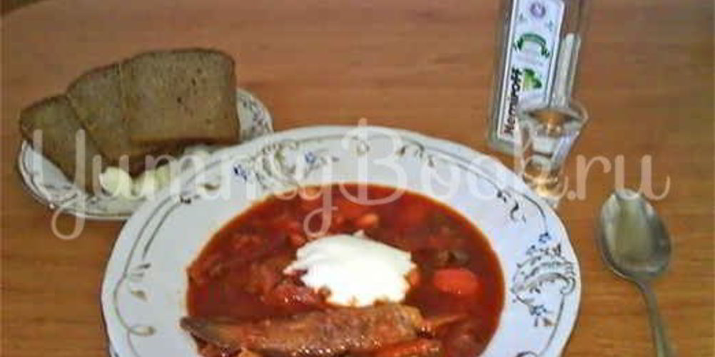Рецепт борща с бычками и фасолью