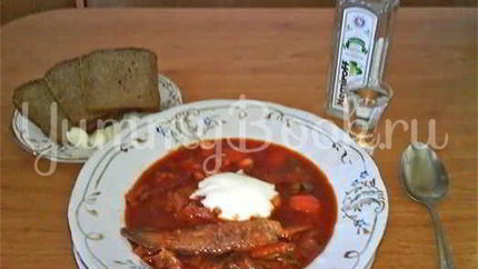 Борщ с бычками и фасолью