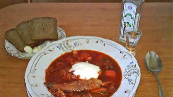 борщ с бычками и фасолью