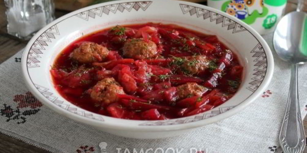 Рецепт борща с фрикадельками в мультиварке