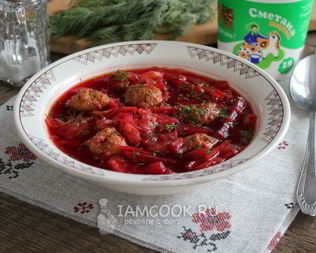 Борщ с фрикадельками в мультиварке