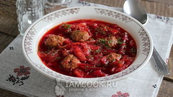 борщ с фрикадельками в мультиварке