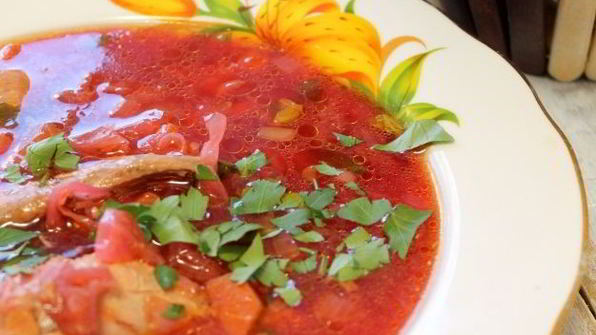 борщ с куриными крылышками