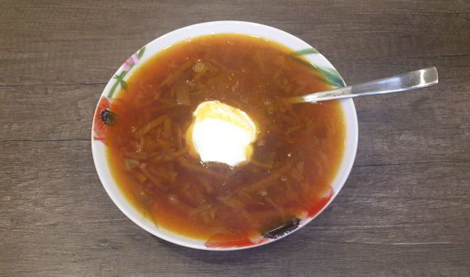 Борщ с маринованной свеклой