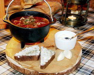 Борщ с мясом лося