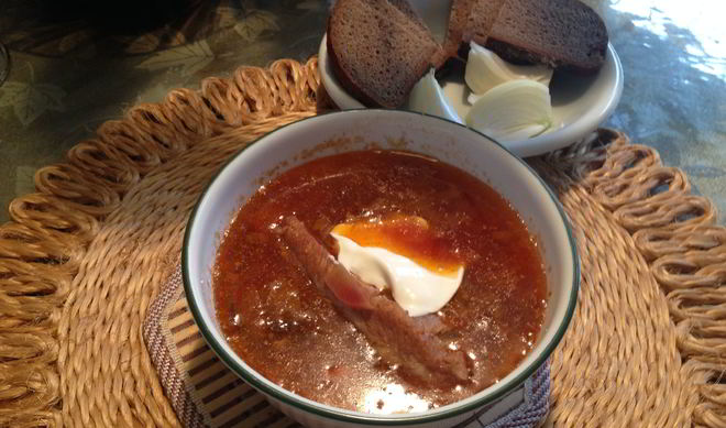 Борщ с салом по-мужски