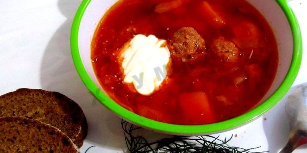 Рецепт борща сибирского с фрикадельками и томатной пастой