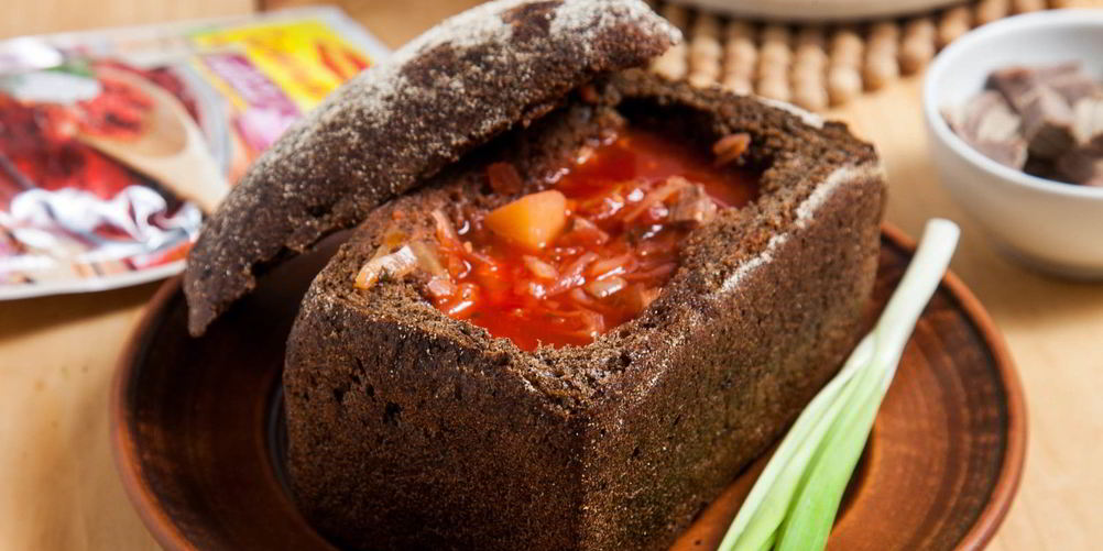 Рецепт борща в буханке бородинского