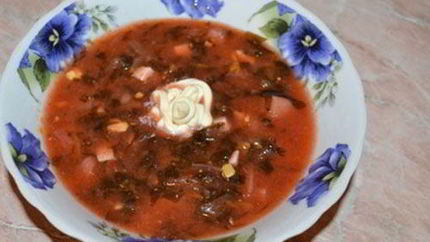 Постный борщ со щавелем